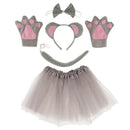 Girls Animal Costume Mouse Headband Tails Bow Tie Gloves Skirt Fancy Dress