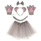 Girls Animal Costume Mouse Headband Tails Bow Tie Gloves Skirt Fancy Dress