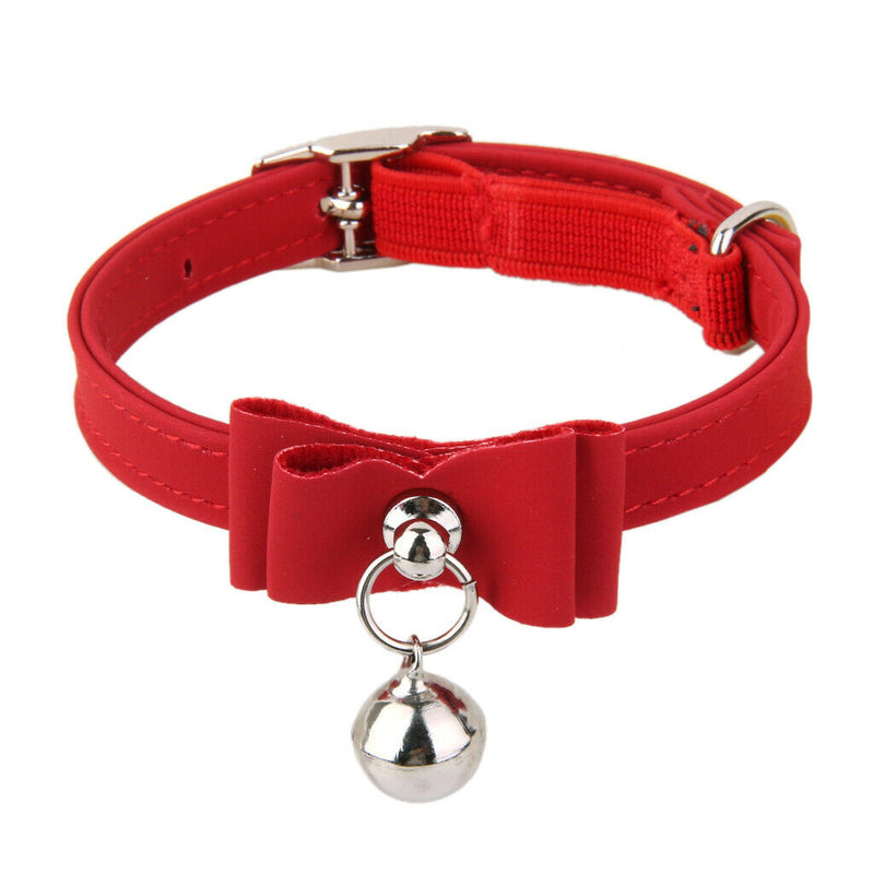 Adjustable Pet Kitten Cat Puppy Safety Collar Bell Buckle Neck Strap Red
