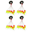 4 Pcs Yellow Red Plastic 6 in 1 Fishing Bobber Stopper Sz 3 R9Y3