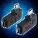 2pcs 90 Degree Micro USB Female to Micro USB Male Adapter Connector