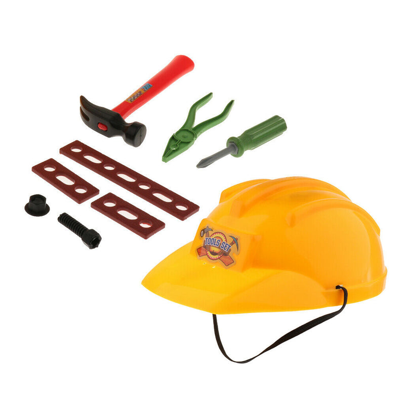 Construction Hat With 7Pcs Assorted Tools Kids Halloween Fancy Dress Costume