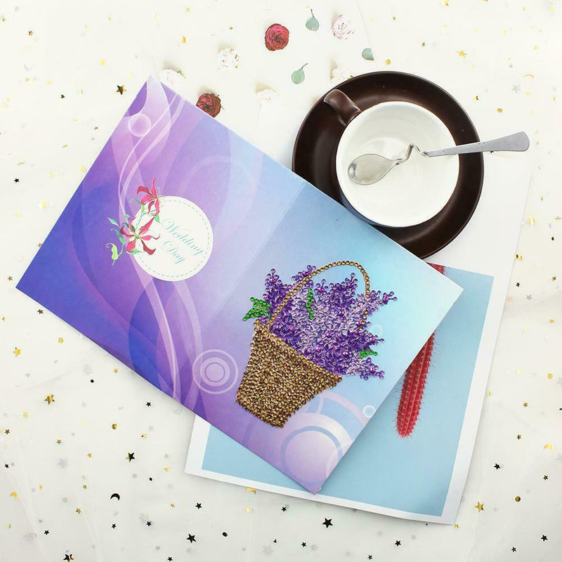 6pcs 5D DIY Special-shaped Diamond Painting Birthday Greeting Cards Gift