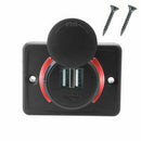 Waterproof 3.1A Dual USB Charger Socket Outlet 12V Red LED for Motorcycle Car
