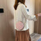 Round Chain Messenger Bag Flower Elegant Women Leather Shoulder Bag (Pink) A