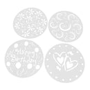 4 Pieces Plastic Spray Print Stencils, Cake Coffee Spray Printing Mold DIY for