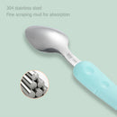 Kitchen Baby Fruit Scoop Stainless Steel Long Handle Sawtooth Spoons (Blue) A