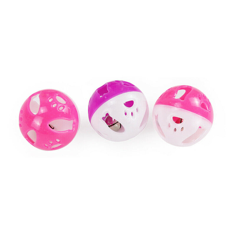 60pcs Interactive Pet Toys with Bell Cat Plastic Kitten Rattle Scratch Ball