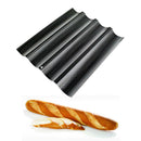 Baguette French Bread Pan 4 Loaves Wave Perforated Carbon Steel Mold Non-Stick