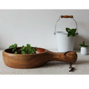 Wood Salad Noodles Bowl with Handle Unbreakable Children Fruit Rice Feeding Dish