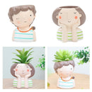 2x Girl & Boy Flower Planter Flowerpot Mini Succulent Pot Home Garden Decor
