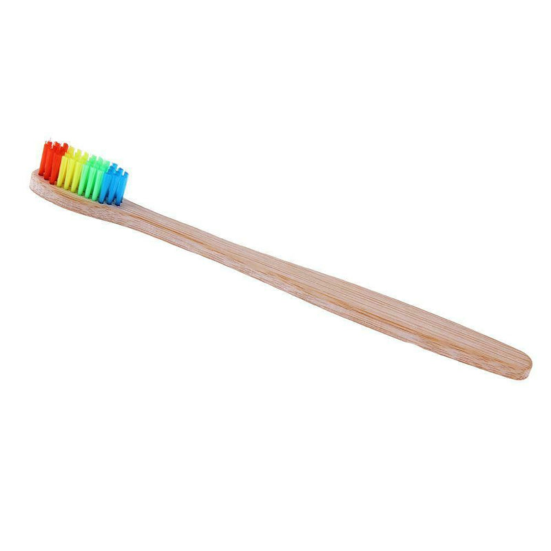 10pcs Soft Rainbow Head Bamboo Toothbrushes Oral Care Teeth Whitening Tools A