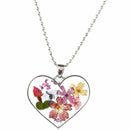 Pressed Flower Heart Pendant Necklace