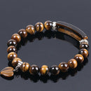 Love Pendant Natural Yellow Tiger Eye Bead String Bracelet 8Mm Semi-Preciou