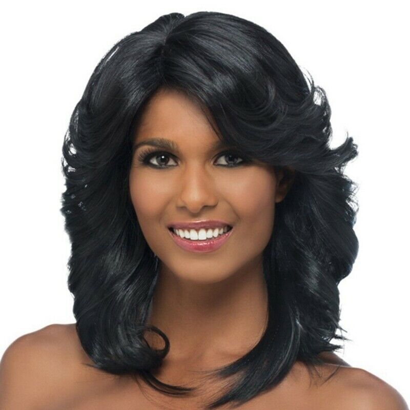 Short Hair Curly Black Wig With Ladies Synthetic Hair Wig Girl Natural Heat Y9X2