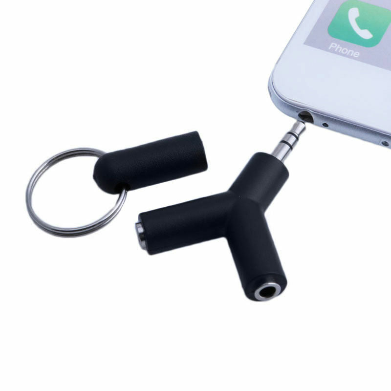 3.5mm Stereo Audio Jack Male Earphone  2 Way Y-Splitter Adapter Keyring ES
