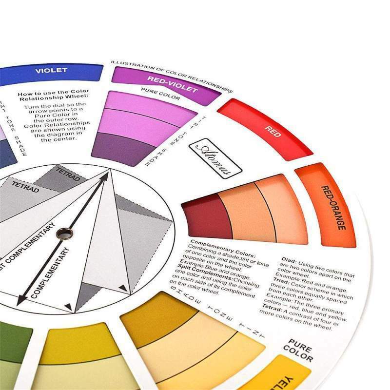 Pro Tattoo Nail Pigment 12 Color Wheel Paper Card Guide Round Circle Rotates