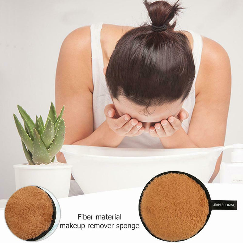 Washable Reusable Make Up Remover Wipe Pad Face Cleansing Puff (Brown)