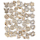 50Pcs Mixed Christmas Halloween Wood Slice Ornaments DIY Craft Decoration Charm-