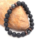 Mens Women Real Natural Stone 8mm Lava Rock Bracelet Elastic Yoga Beads Bracelet