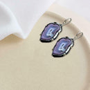 Purple crystal Dangle Large Drop Earrings Hook Moonstone Women Fashion Jewelry