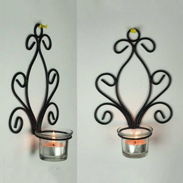 Set of Two, Iron Wall Sconce, Tea Light Candle Sconces, High. Perfect Gift  Q6L8