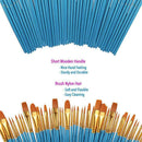 Paint Brushes 50 Pcs,Nylon Hair Brushes Set Blue Round Pointed Paints Brush A9D6