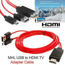 Cell Phone Micro USB 2.0 to HDMI MHL Red- 2m Cable Android Adapters M7V9