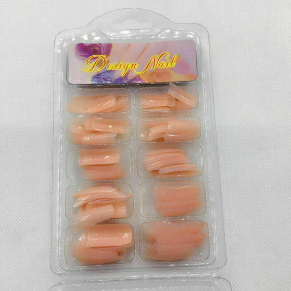 100X Nude Half Nail Tips South French Salon Acrylic Nail Art E0I6 Fals S8T4