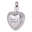 Always In My Heart Unisex Novelty Cremation Ash Urn Memorial Heart Pendant