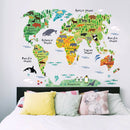 Removable Animal World Map Wall Stickers Home Bedroom Background Wall Decor