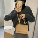 Handle Pleated Messenger Bag Women PU Solid Color Shoulder Handbags (Khaki)