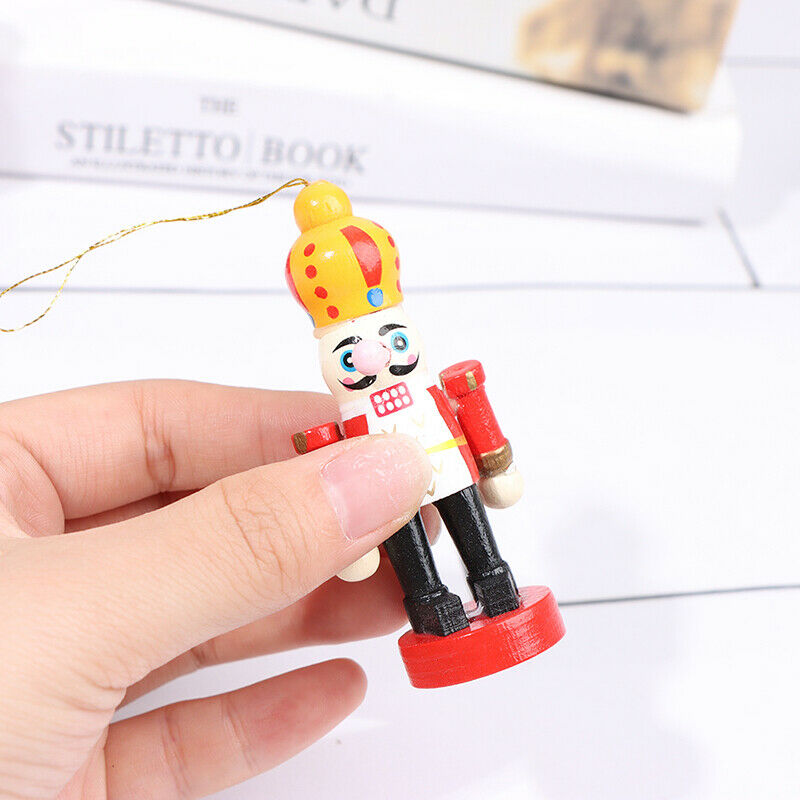 1Pcs 6cm Mini Wooden Nutcracker Soldier Christmas Tree Pendants Home Decor G Hn