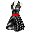 Black Sexy Aprons,Classic Retro Aprons Flirty Marilyn V-Neck Polka Dot Cook