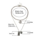 Multilayer Square Coin Pendant Necklace Punk Women Hip hop Long Chain Jewel%!