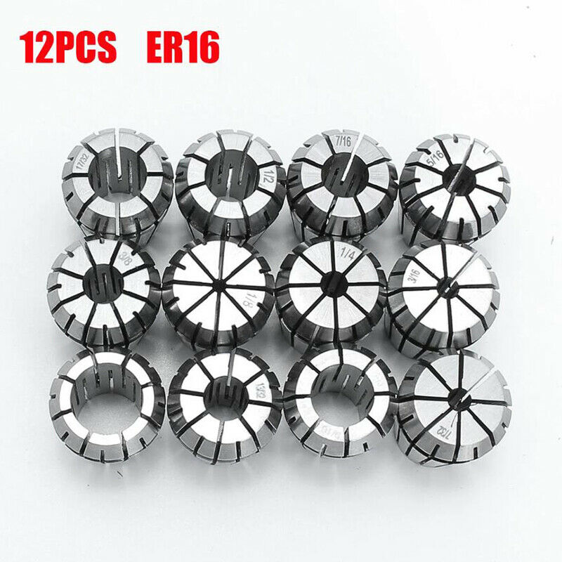 New 12Pcs ER16 Spring Collet Set For CNC Milling Lathe Tool Engraving MachinBSE