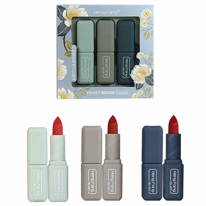 3x Sexy Nude Color Moisturizer Velvet LipStick Lasting Nutritious Matte Lipstick