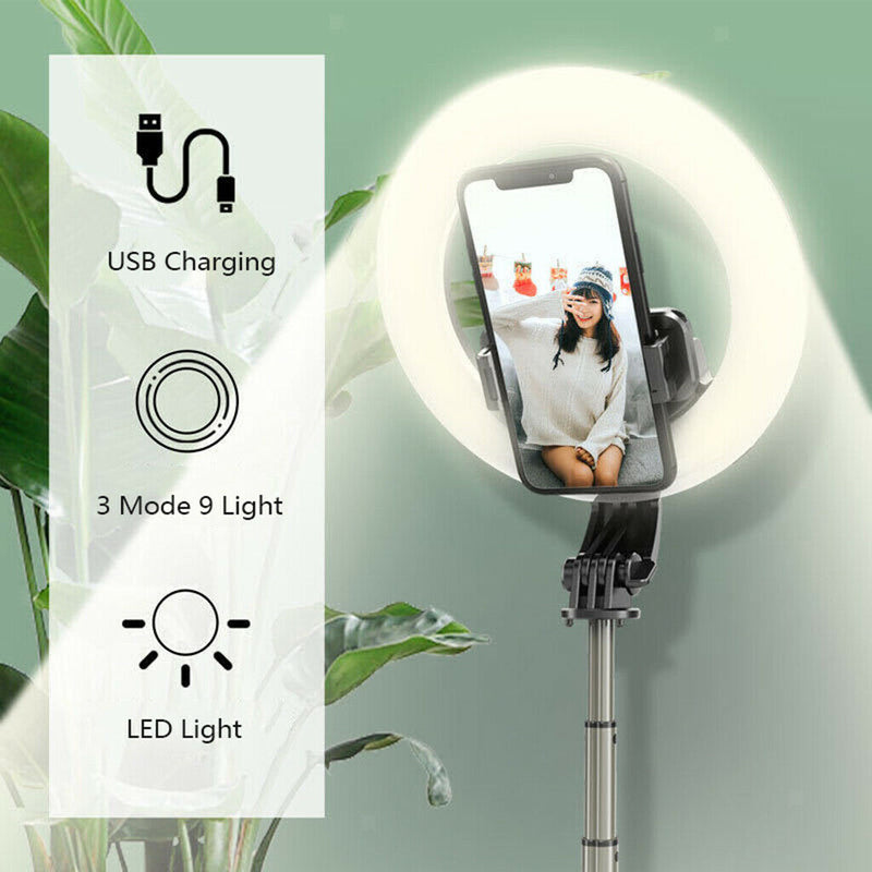 LED  Light Dimmable Phone Selfie Stick Tripod Stand Lamp Live Streaming