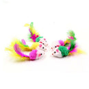 2Pcs/lot Dog Cat Toys Soft Plush Mouse Colorful Feather Pet Playing Toys Hot New