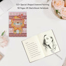 DIY Special Shaped Diamond Painting Lion 50 Pages A5 Drawing Notebook Craft