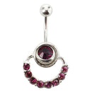 316L Surgical Stainless Steel Navel Piercing + Rhinestone Purple Q2I1