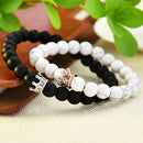 2Pcs King Queen Crown Couple Bracelets His And Her Friendship 8mm Beads Bracelet