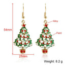 Christmas Tree Hoop Earrings Rhinestone Ear Drop for Women Jewelry Gift
