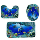 4Pcs Home Bathroom Decor Set Cartoon Dolphin Pattern Toilet Seat Cover Bath