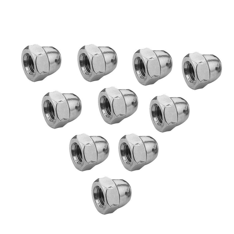 10Pieces Stainless Steel Dome Nuts Hex Cap Nuts for Threads Bolt Screws  M10
