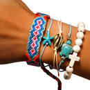 5 Pieces Puka Shell Bracelet Set Turtle Starfish Cross Beads Boho Weave Bra Q6T6