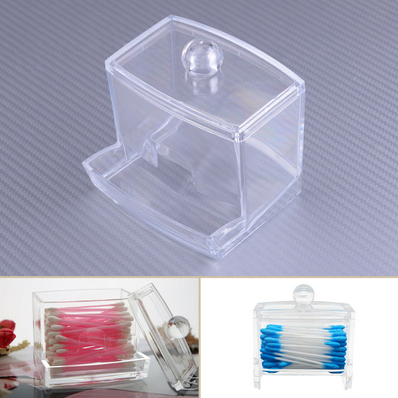 Clear ABS Makeup Cotton Swabs Stick Holder Bin Storage Organizer Container Box
