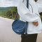 Women Canvas Denim Crossbody Bags Pure Color Flap Shoulder Bag (Dark Blue)