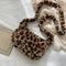 Fashion Leopard Print Crossbody Bag Women Plush Autumn Winter Pouch (Brown)