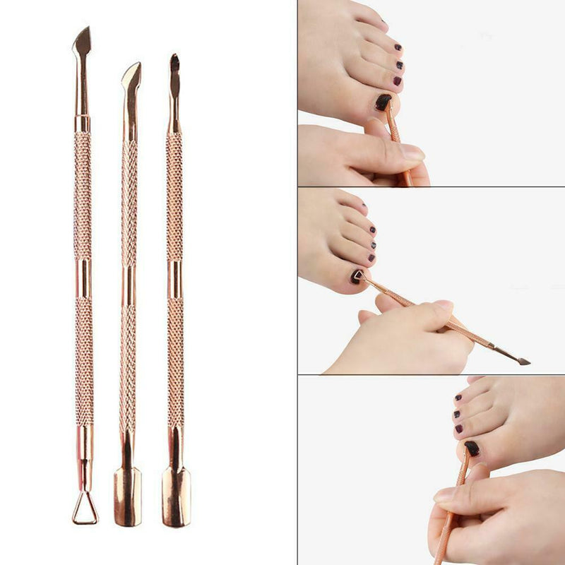 3pcs/Set Stainless Steel Cuticle Remover Dead Skin Nail Pusher Manicure Tools